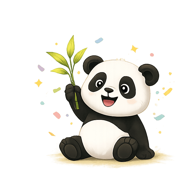 Happy panda celebrating